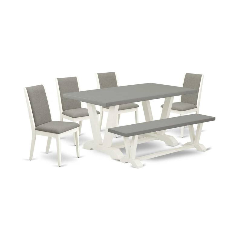 HomeStock 6-Piece Natural Oak Finish Solid Wood Top dining Table with 1-Bench and 4-Chairs