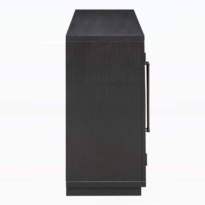 4-Door Storage Cabinet with Glass Doors and Arched Design