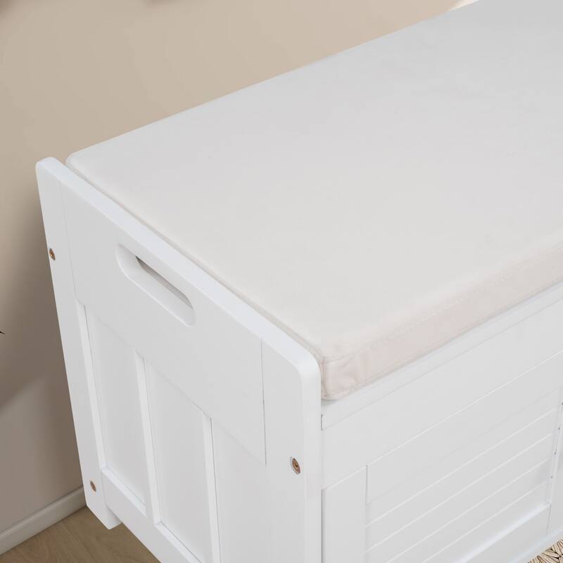 43.5" Storage Bench With Linen Blend Cushion