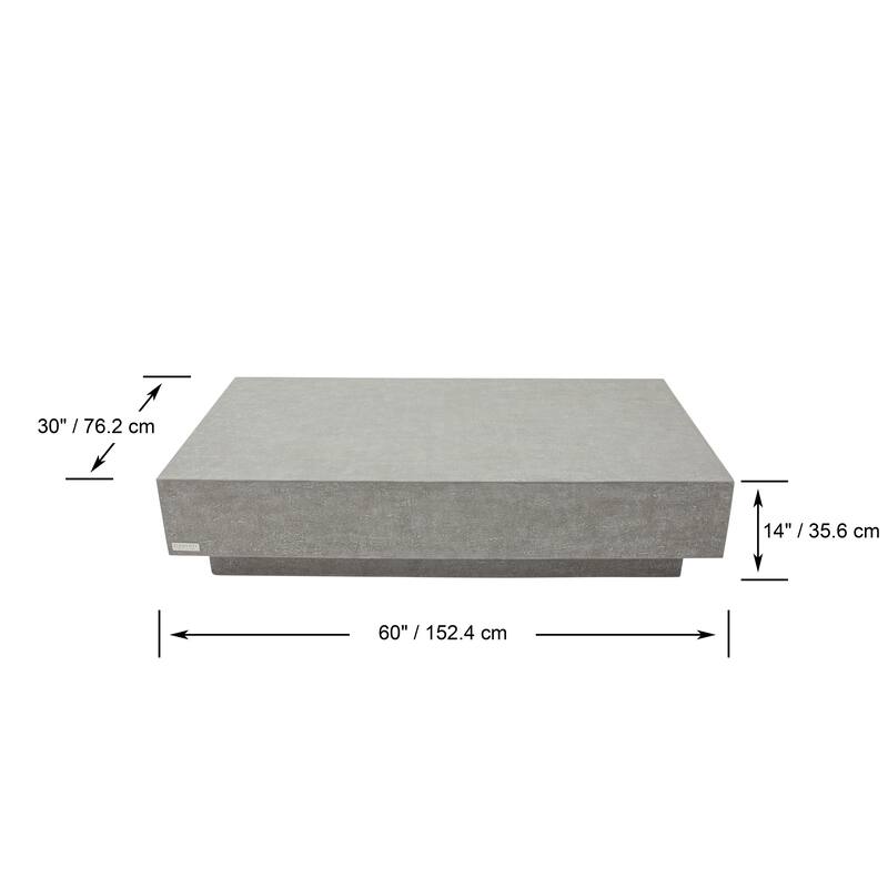 Elementi Home Tevere 60" Rectangular Concrete Coffee Table - 60 X 30 X 14