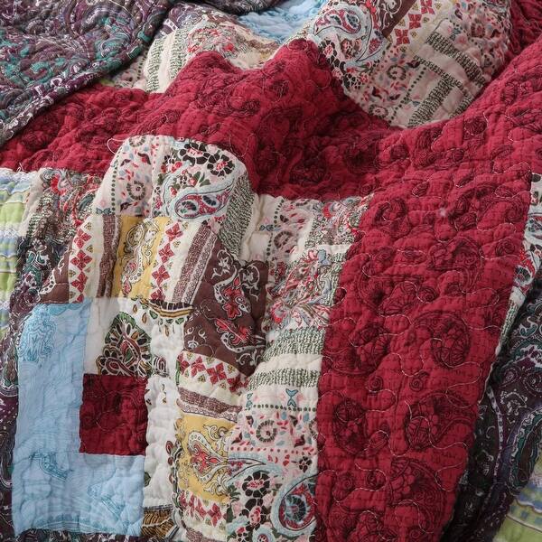 Shop Thames 3 Piece King Size Cotton Quilt Set With Log Cabin Pattern Multicolor Overstock 32137564