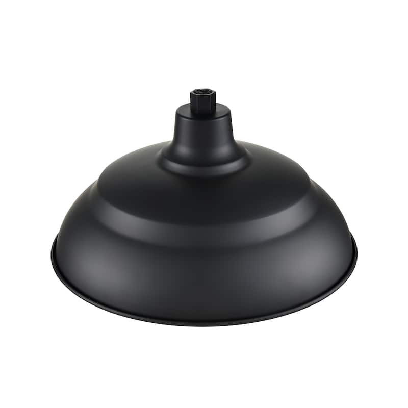 R Series 1-Light Aluminum Warehouse Shade Satin Black - Satin Black - 17