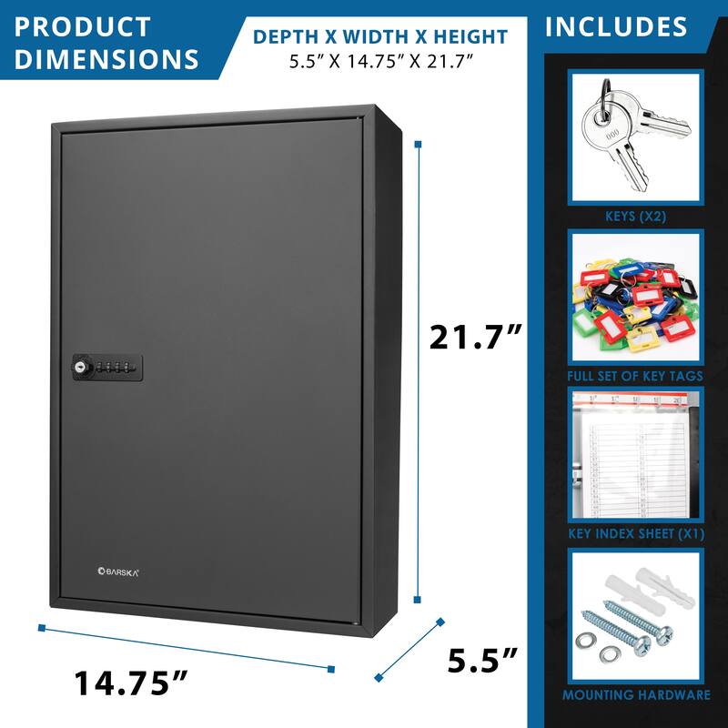 200 Adjustable Key Cabinet With Combination Lock Black