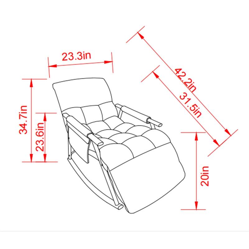 Casual Folding Rocking Chair Upholstered, Adjustable High Back