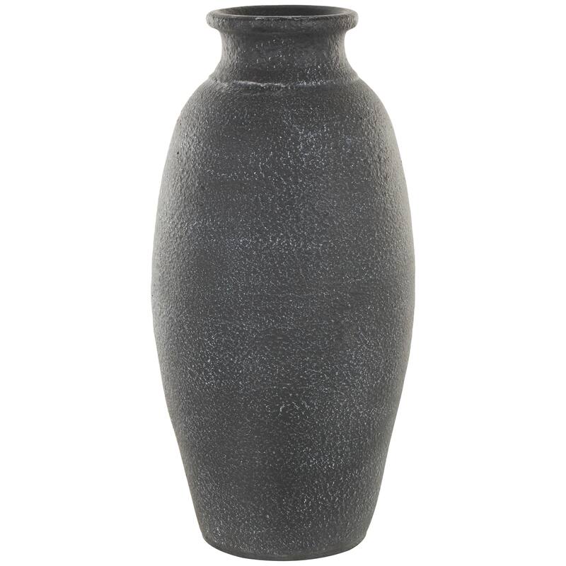 Black Ceramic Textured Whitewashed Vase