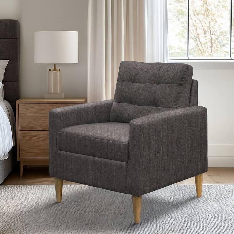 Tufted Accent Chair with Wood Legs