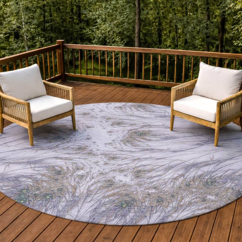 Machine Washable Indoor/ Outdoor Modern Cheraw Chantille Rug - Lavender - 8' x 8'