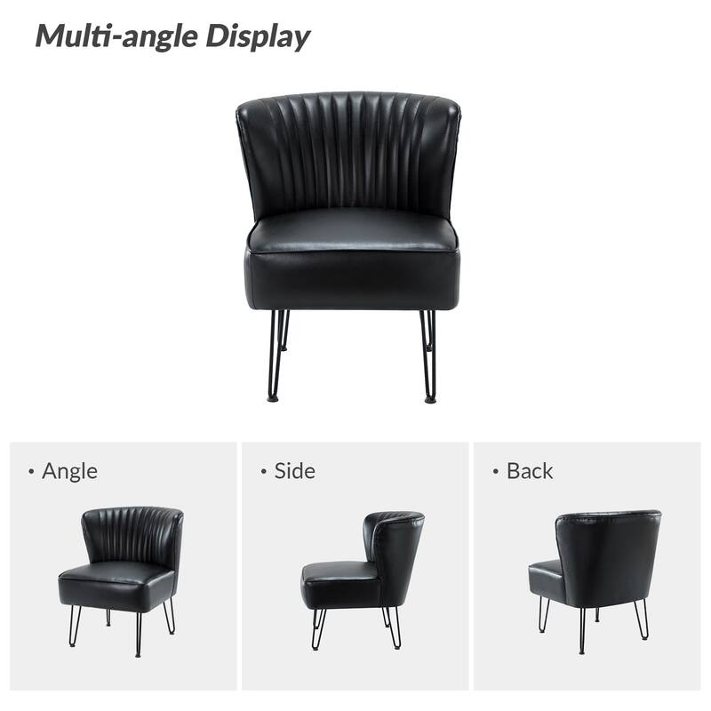 Donia Modern Faux Leather Armless Wingback Side Chair with Metal Legs Set of 2 by HULALA HOME