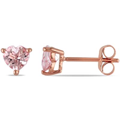 Miadora 10k Rose Gold Heart-cut Morganite Stud Earrings - Pink