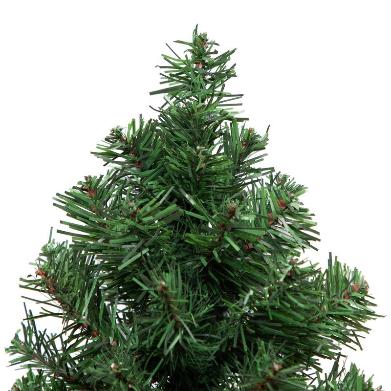 12" Mini Canadian Pine Full Artificial Christmas Tree Faux Wood Base - 1 Foot