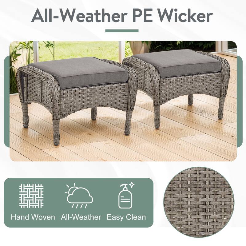 7 Pieces Swivel Chairs Sofa Table Ottomans Grey-Grey - Grey