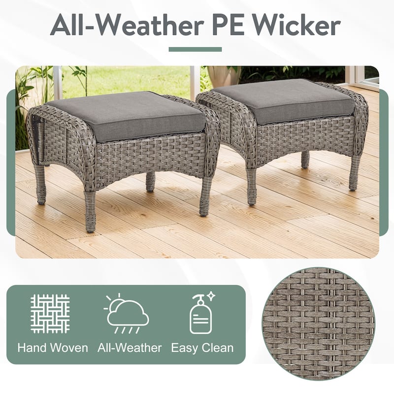 Pocassy Patio Outdoor Sofa Swivel Chairs with Ottman Table Set