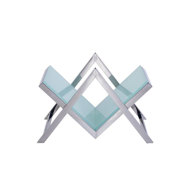 Pasargad Home Luxe Glass & Steel Magazine Holder