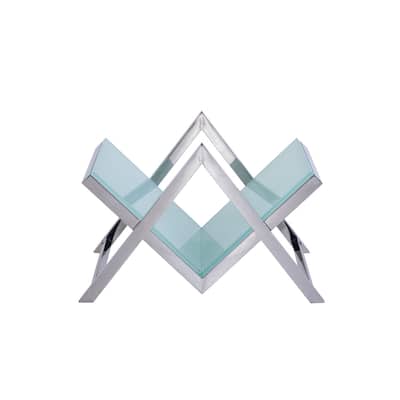 Pasargad Home Luxe Glass & Steel Magazine Holder