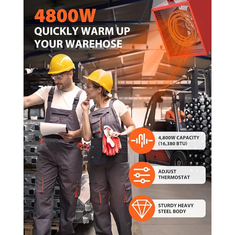 Electric Garage Heater, 3 Settings & Thermostat