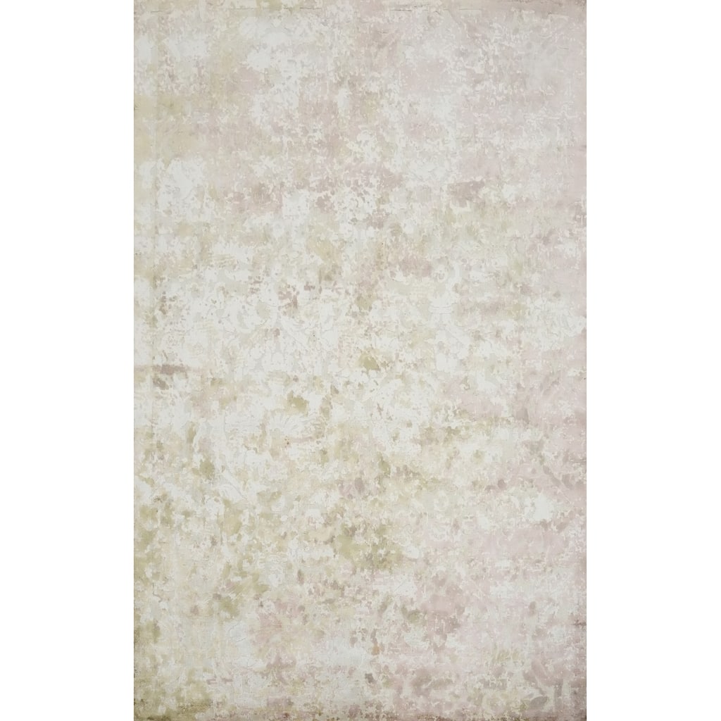 Hand Knotted Oriental Viscose Silk Carpet Modern Floral Multi-Colored Abstract Area Rug - 8' 1'' X 5' 7''