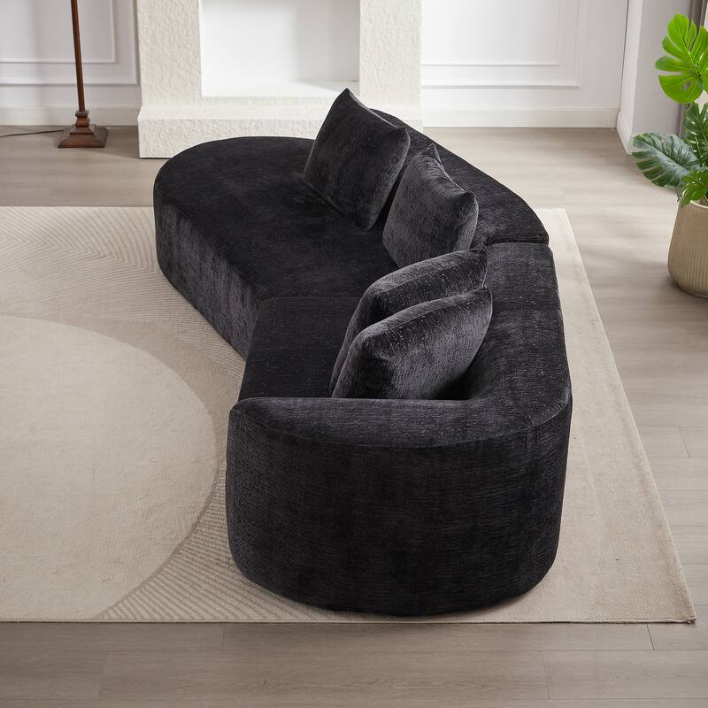 114" Chenille Deep-Seat Sectional Sofa with 4 Pillows