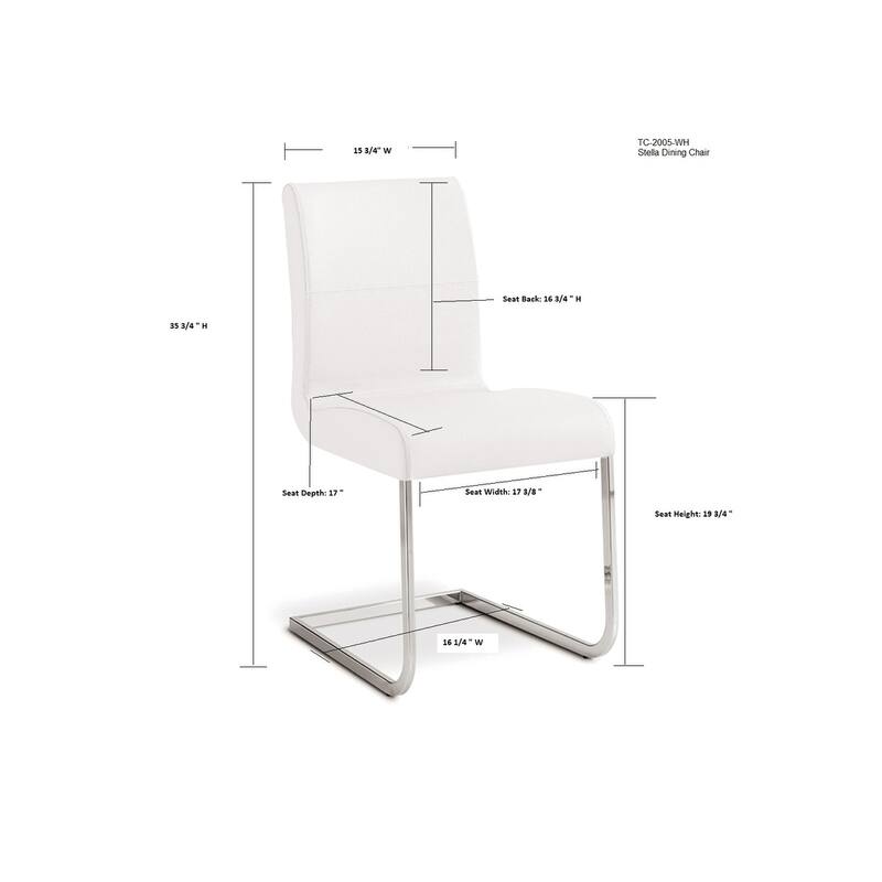 Casabianca Home Stella Set of 2 Top Grain Dining Chairs Leather, White