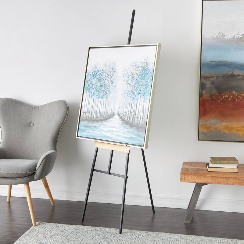 Metal Painter's Inspired 4 Tier Easel with Gold Accents - Black - Roche River Decor
