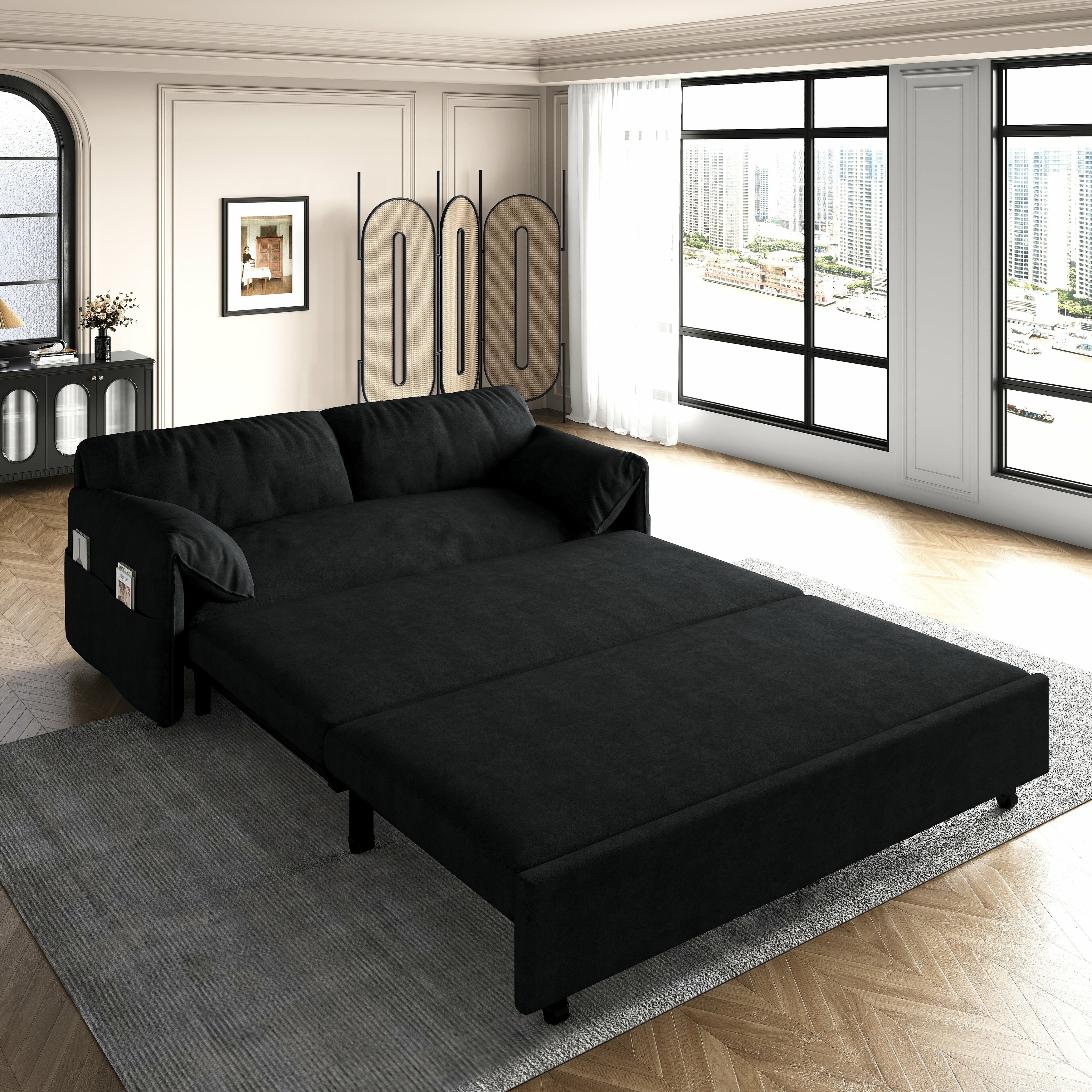 Velvet sofa bed shop queen