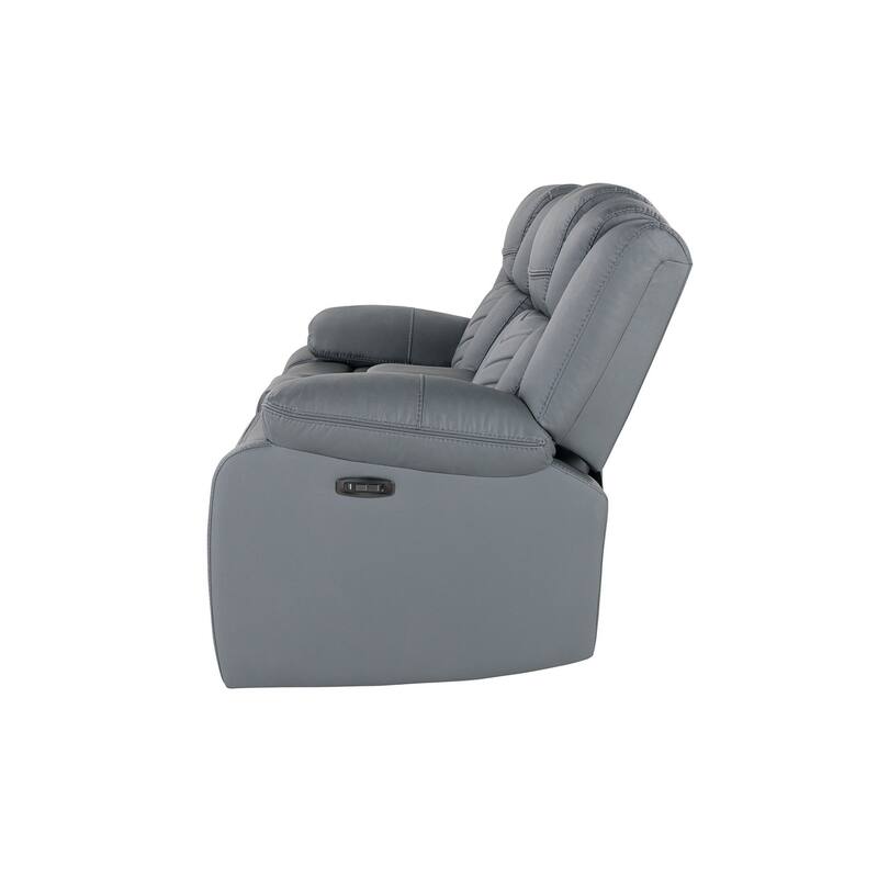 75" Light Gray Faux Leather Power Reclining Loveseat With Storage