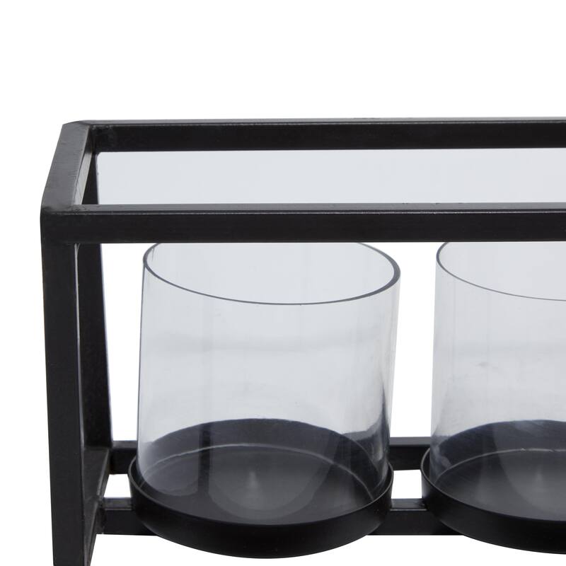 Metal 5 Glass Sleeve Candelabra - Black - Roche River Decor
