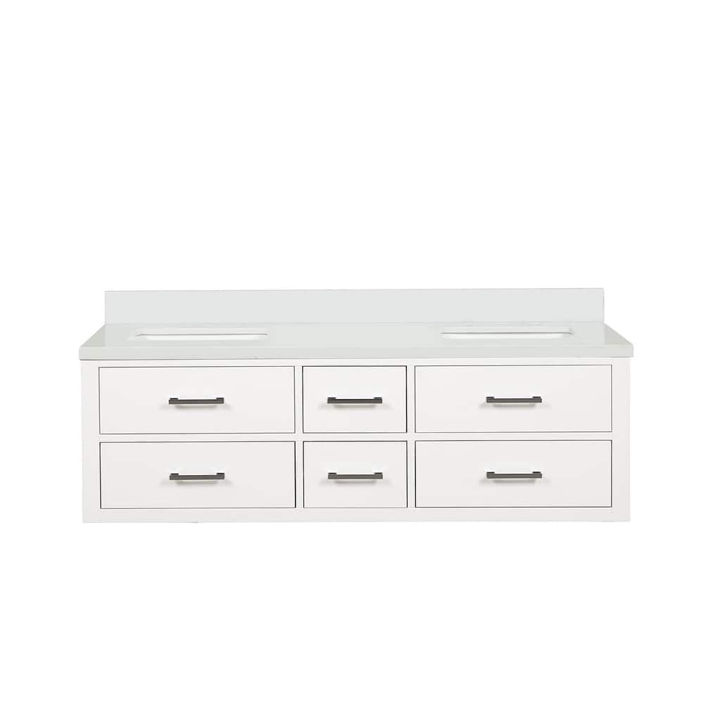 Castor 60 in W x 22 in D Black Double Bath Vanity and Cultured Marble Top