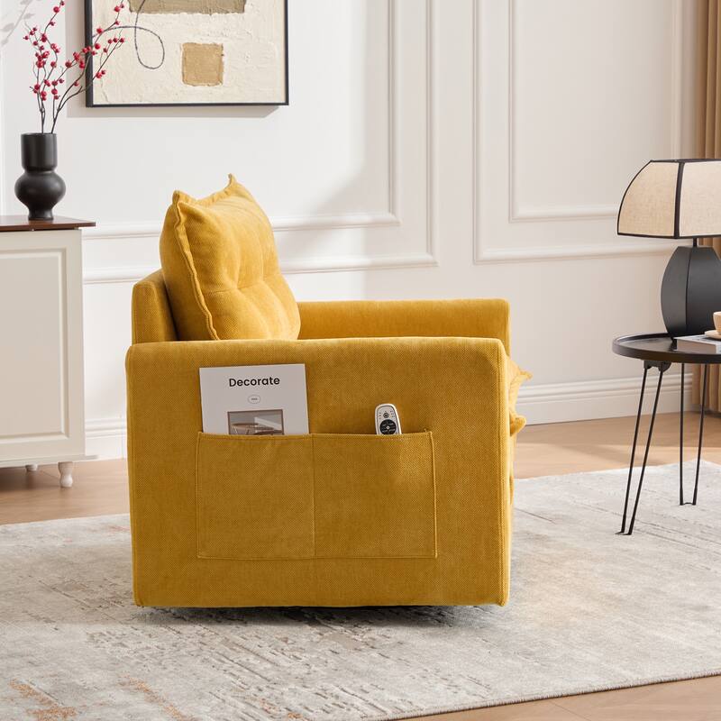 GDFStudio - Chenille 36.22" Swivel Barrel Chair