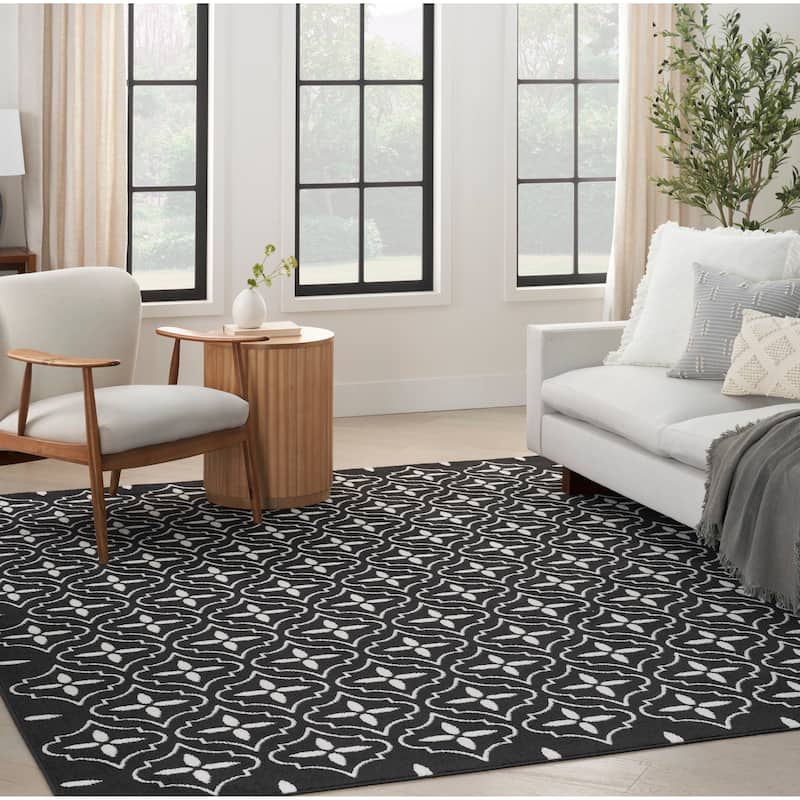 Nourison Sandy Indoor / Outdoor Blue Moroccan Area Rug