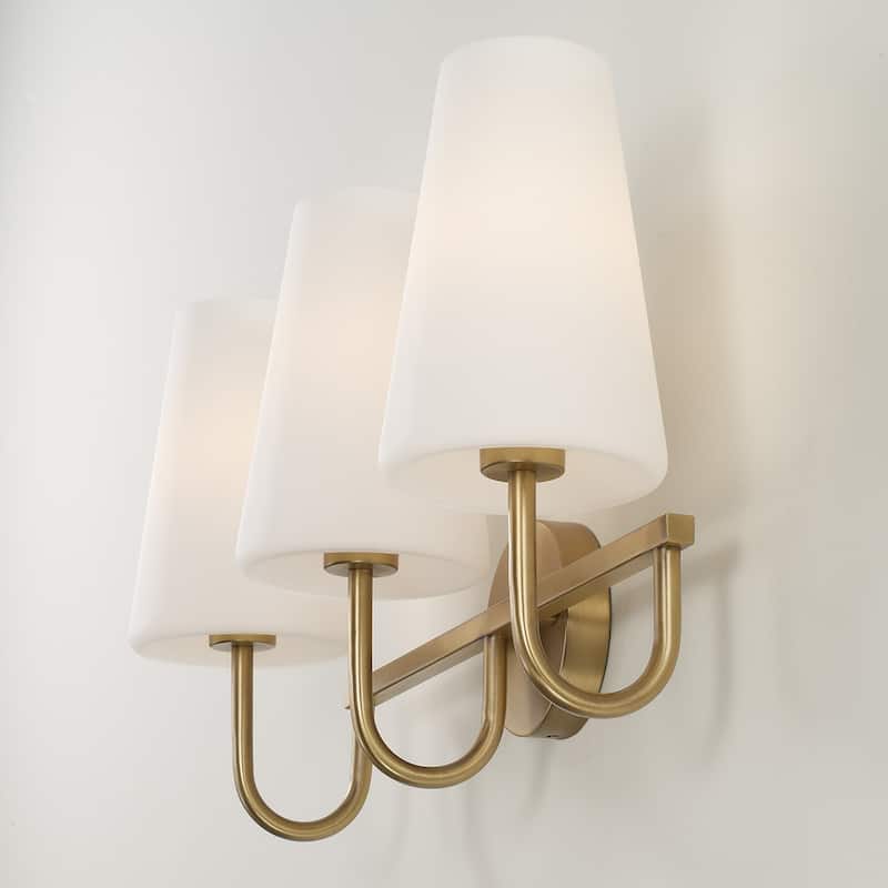 24" W x 14.5" H 3-Light Vanity with Tapered Soft White Glass - 24"W x 13.25"H x 8"E