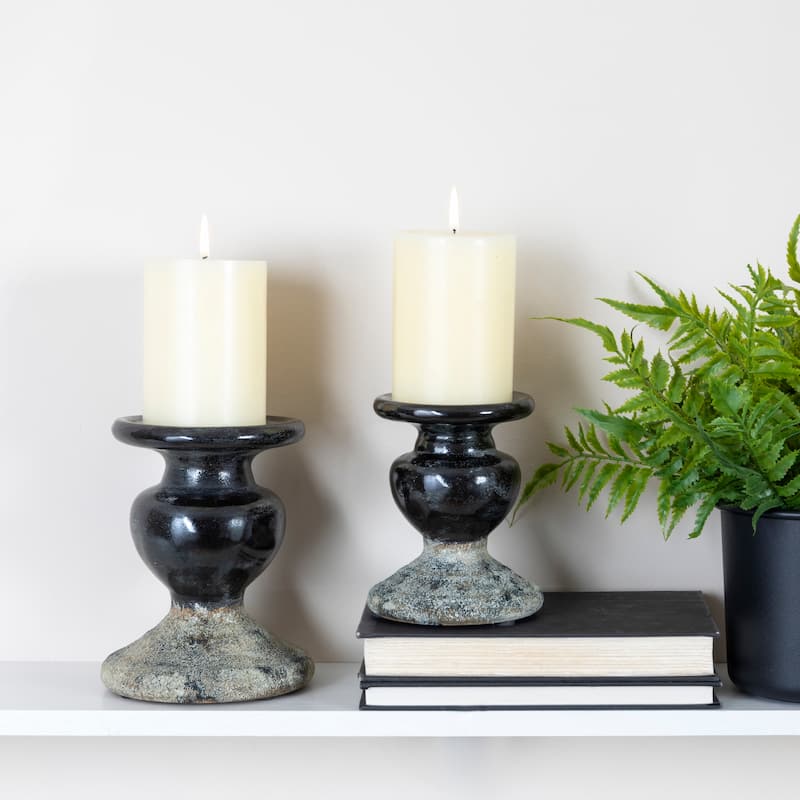 Sculptural Terracotta Pillar Candle Holder