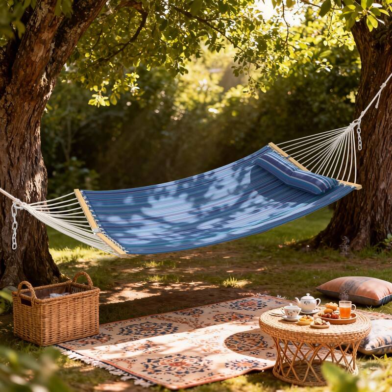 EROMMY Modern Portable Hammock, Hand-Woven Ropes, Anti-Tipping Design for Backyards, Beaches & Campsites