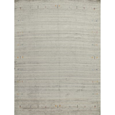 Hand Knotted Oriental Viscose Silk Carpet Tribal Animal Pictorial Beige & Ivories Gabbeh Area Rug - 9' 10'' X 10' 2''