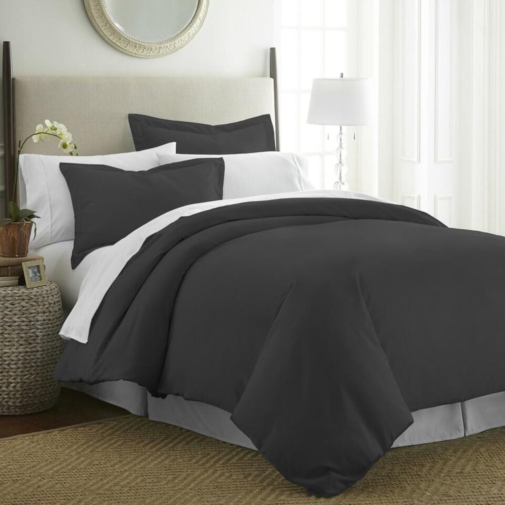 3pc King/Cal King Duvet Cover Set Ultra Soft Black