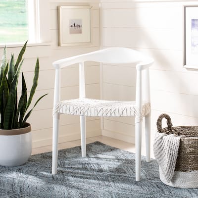 SAFAVIEH Juneau Leather Woven Accent Chair - 25" W x 20.9" L x 30.9" H