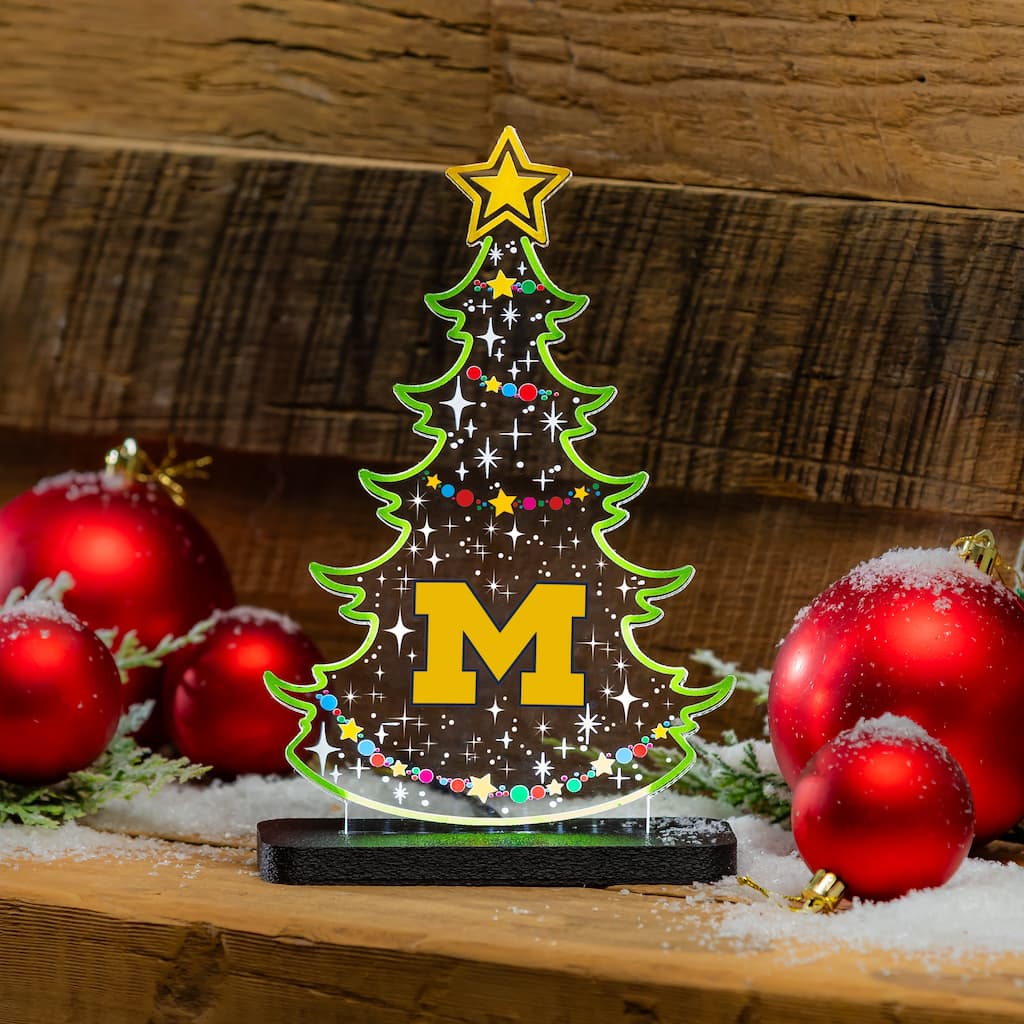 10" LED Tabletop Christmas Tree Desklite Sign, University of Michigan