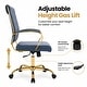preview thumbnail 7 of 14, Benmar Ribbed PU Leather Office Chair - Ergonomic Swivel Desk Chair - Chrome Gold Steel Base Executive Computer Seat