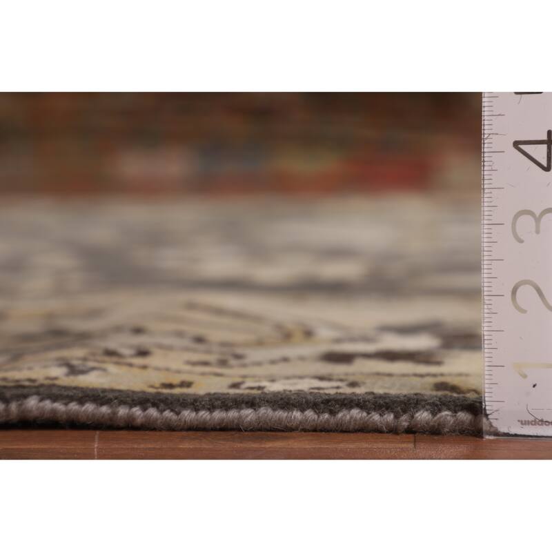 All-Over Floral Gray Oushak Oriental Area Rug Handmade Wool Carpet - 9'3" x 11'7"