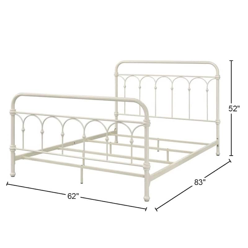 Metal Bed in White Finish