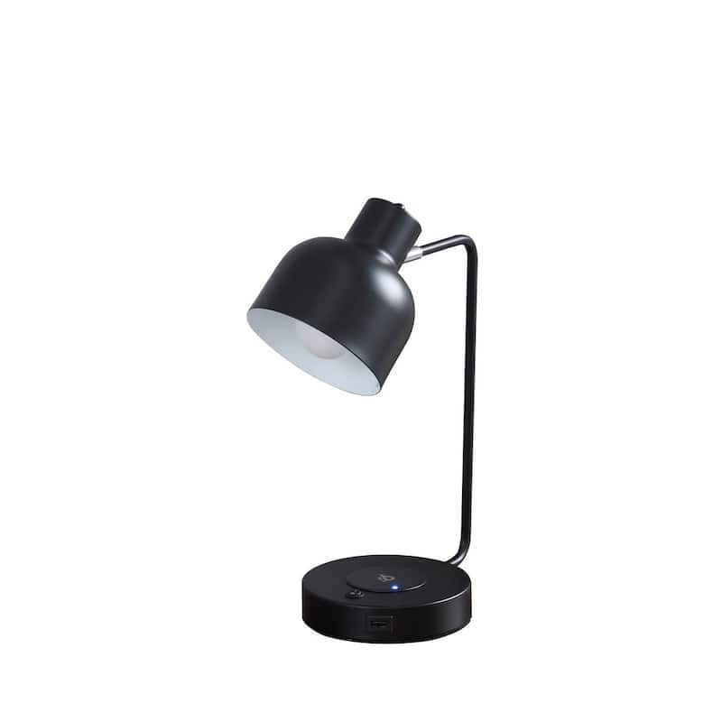 15.25"In Black Adjustable Student Desk Task Table Lamp W/ Charging Usb Port Station - Multicolor