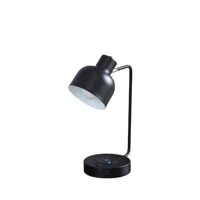 15.25"In Black Adjustable Student Desk Task Table Lamp W/ Charging Usb Port Station