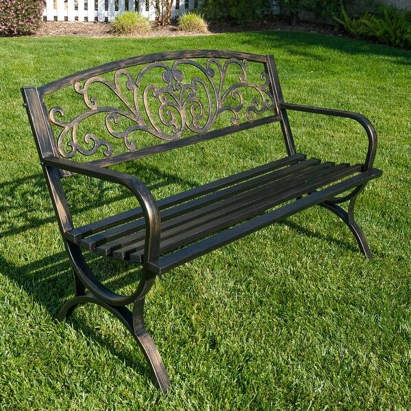 Shop Belleze 50 Garden Backyard Bench Metal Bronze Finish