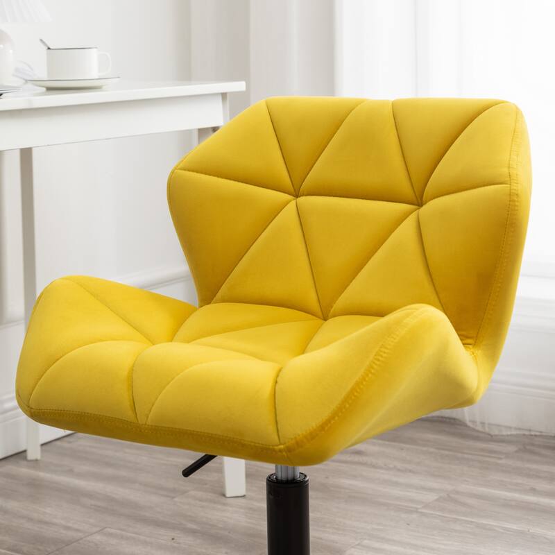 Luxury Velvet Upholstered Decorative Chairs Executive Chairs, Adjustable Height Swivel Chairs Yellow Computer Task Chair