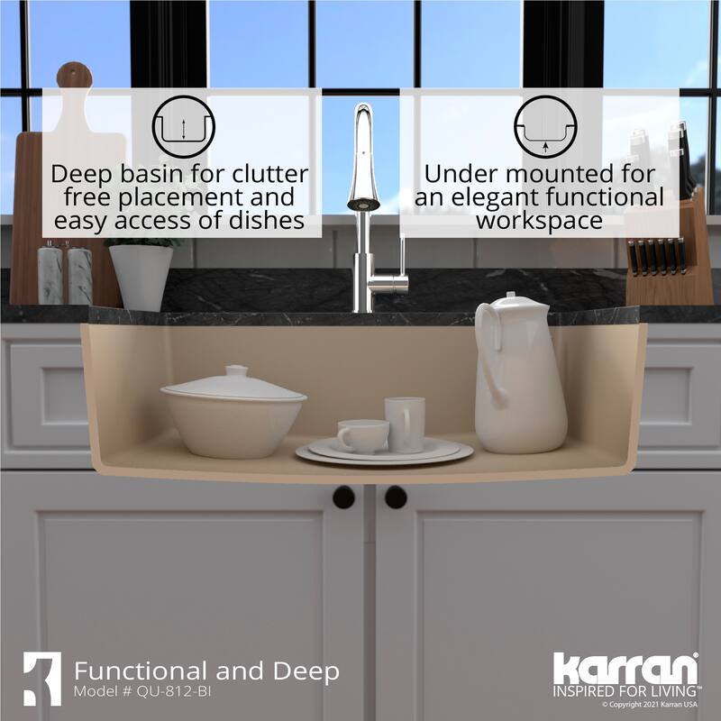 Karran Undermount 32.5 in. Large Single Bowl Quartz Kitchen Sink Kit