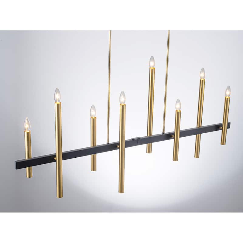 FTL 8-Light Linear Black and Gold Chandelier - N/A