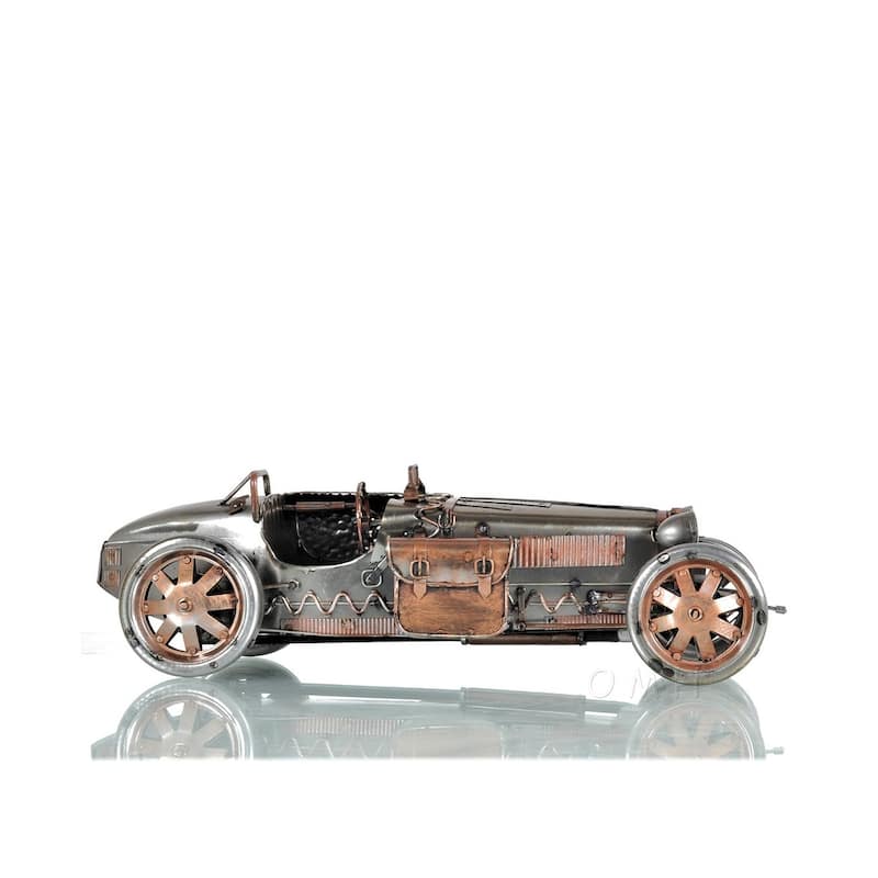 c1924 Bugatti Bronze and Silver Racecar Model Sculpture