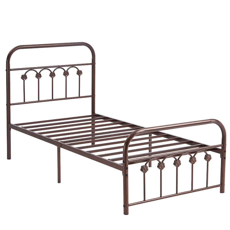 VECELO Industrial Metal Platform Bed Frame with Headboard Twin/Full/Queen/King Size Bed