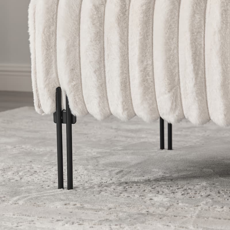49.6"W Oversized Modern Upholstered Bench Ottoman with Metal Legs