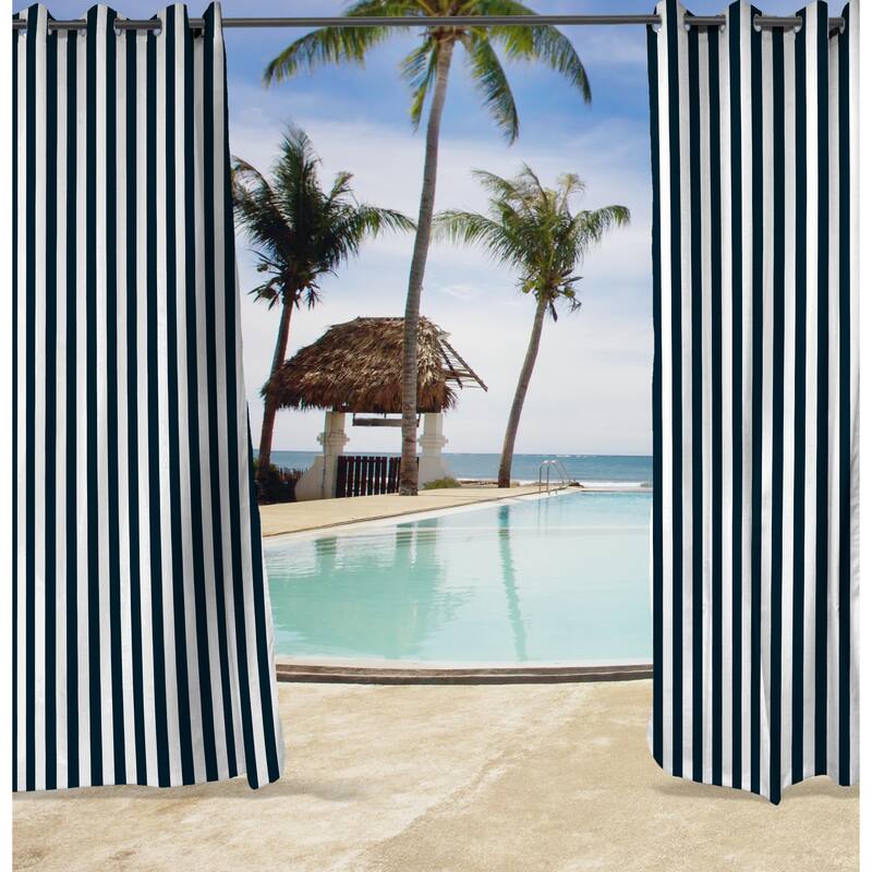 54" x 96" Solid Grommet Semi-Sheer Outdoor Curtain Panel