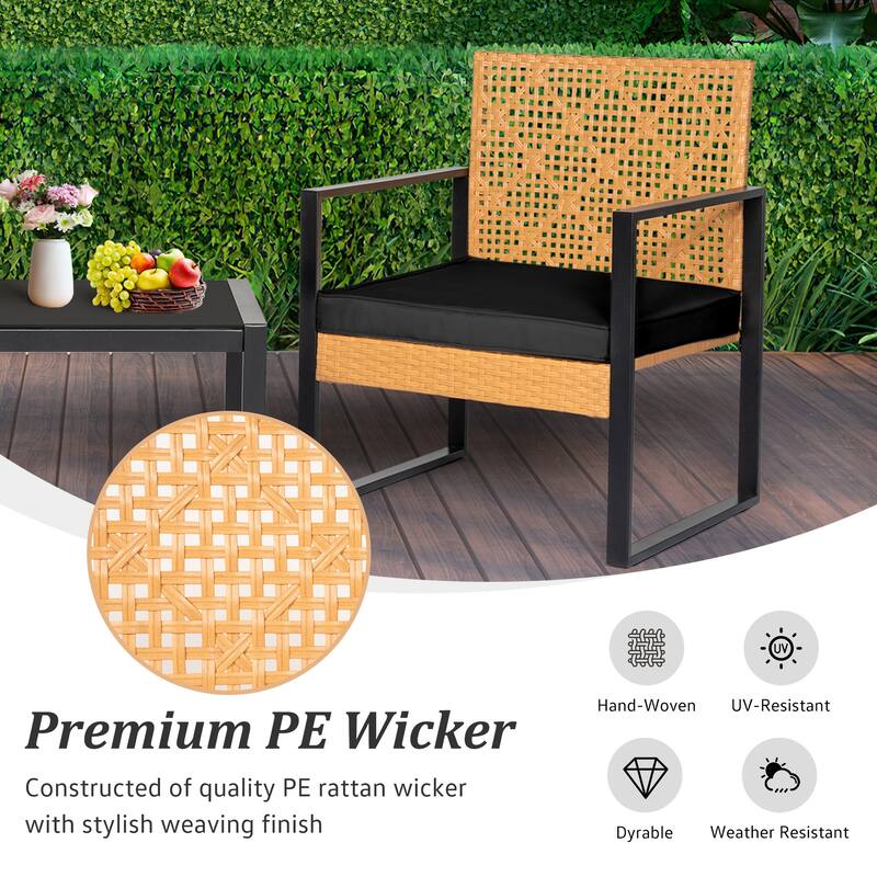 Outdoor Wicker Furniture Sets - 23.42"H x 29.53"W x 23.82"D